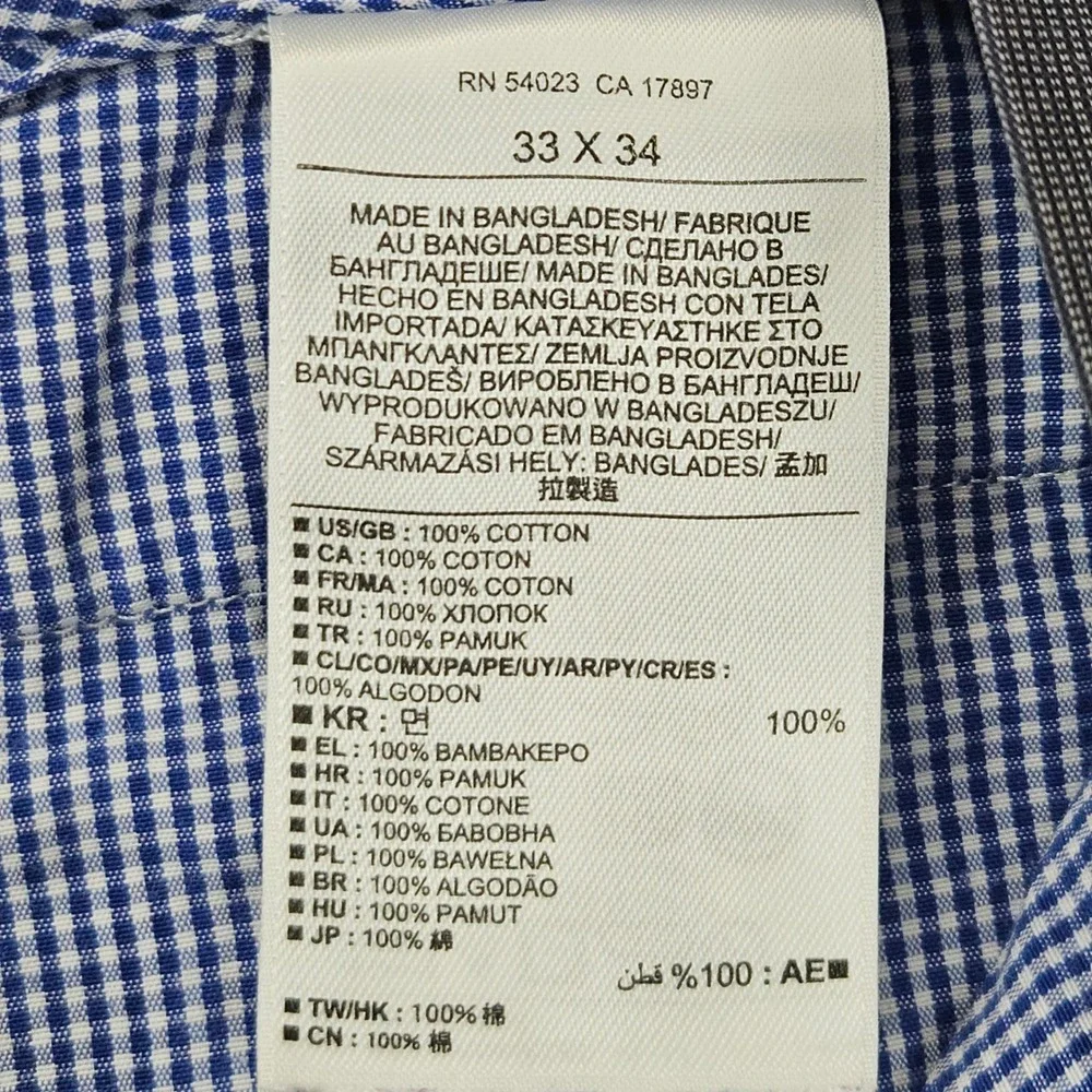 Banana Republic Chino Pants Men's 33x34 Gray-Blue Tailored Fit Non-Iron Cotton